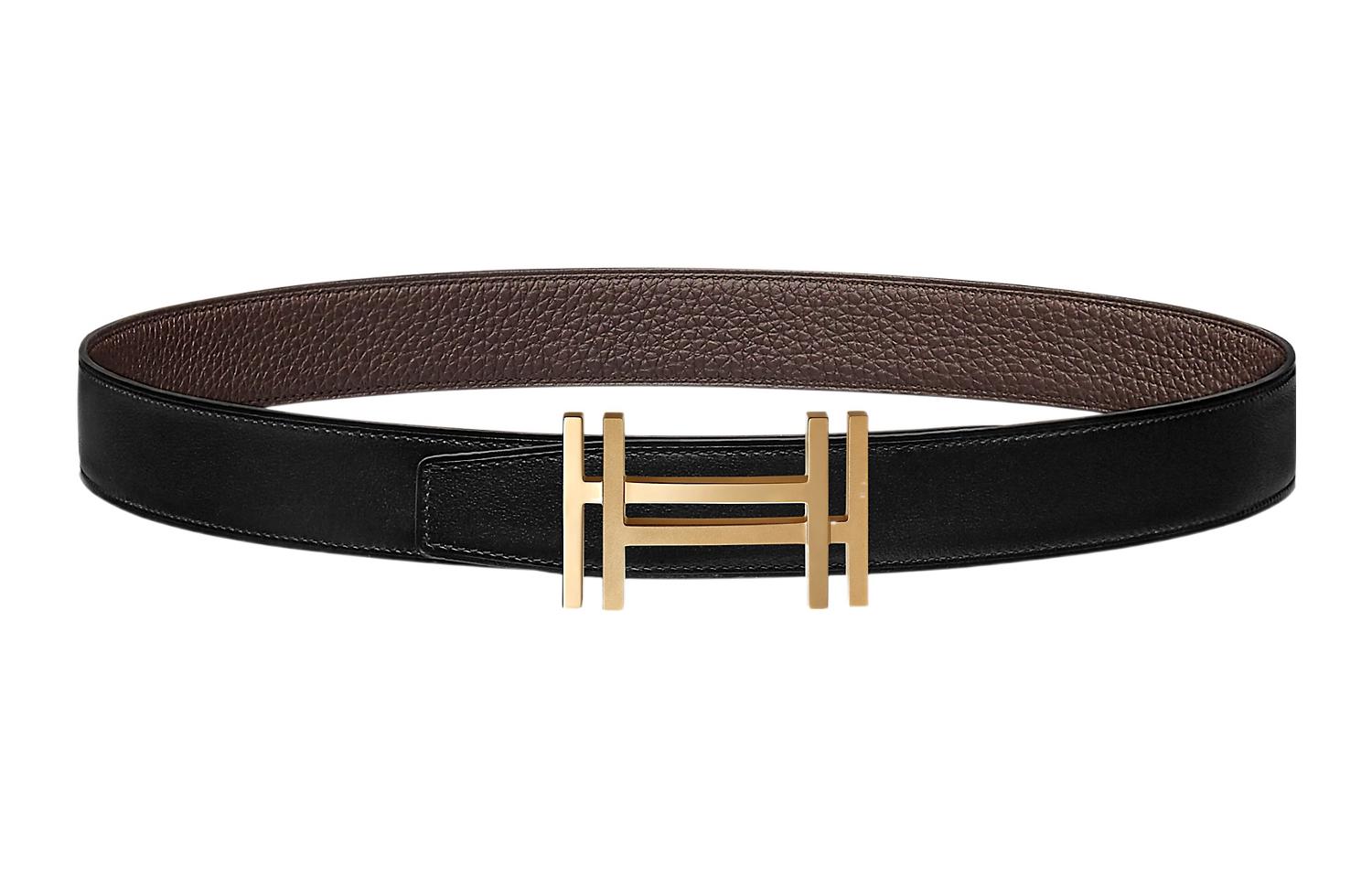 HERMES Mens Reversible Belt Black Togo Leather Gold H Buckle 32cm Width H066050CP2K-H073967CAAB100 圖 2