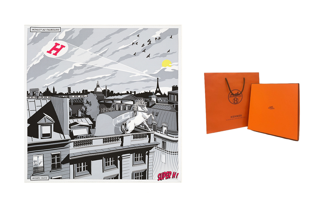 HERMES Midnight Faubourg Avenue Silk Scarf 70x70cm Unisex Couples Edition H982820S-14 圖 2