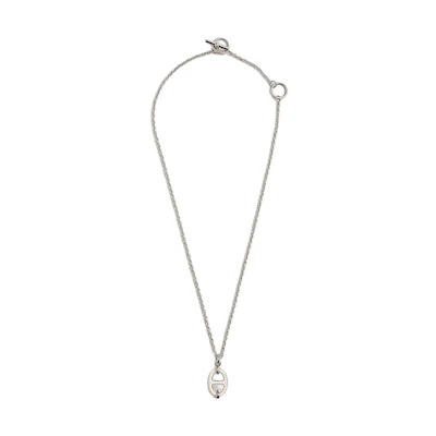 HERMES Mini Maillon Palladium-Plated Unisex Silver Necklace. H100053FP