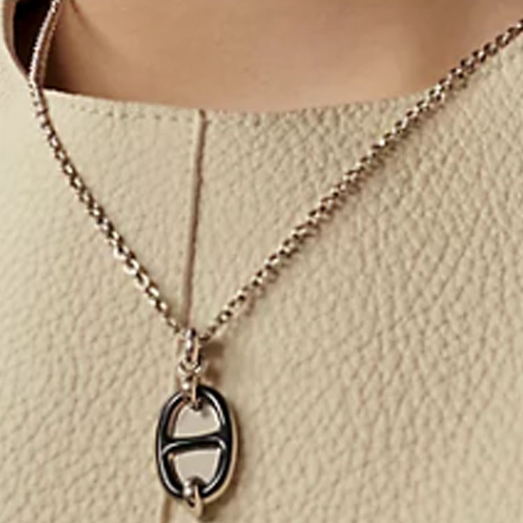 HERMES Mini Maillon Palladium-Plated Unisex Silver Necklace. H100053FP 圖 4