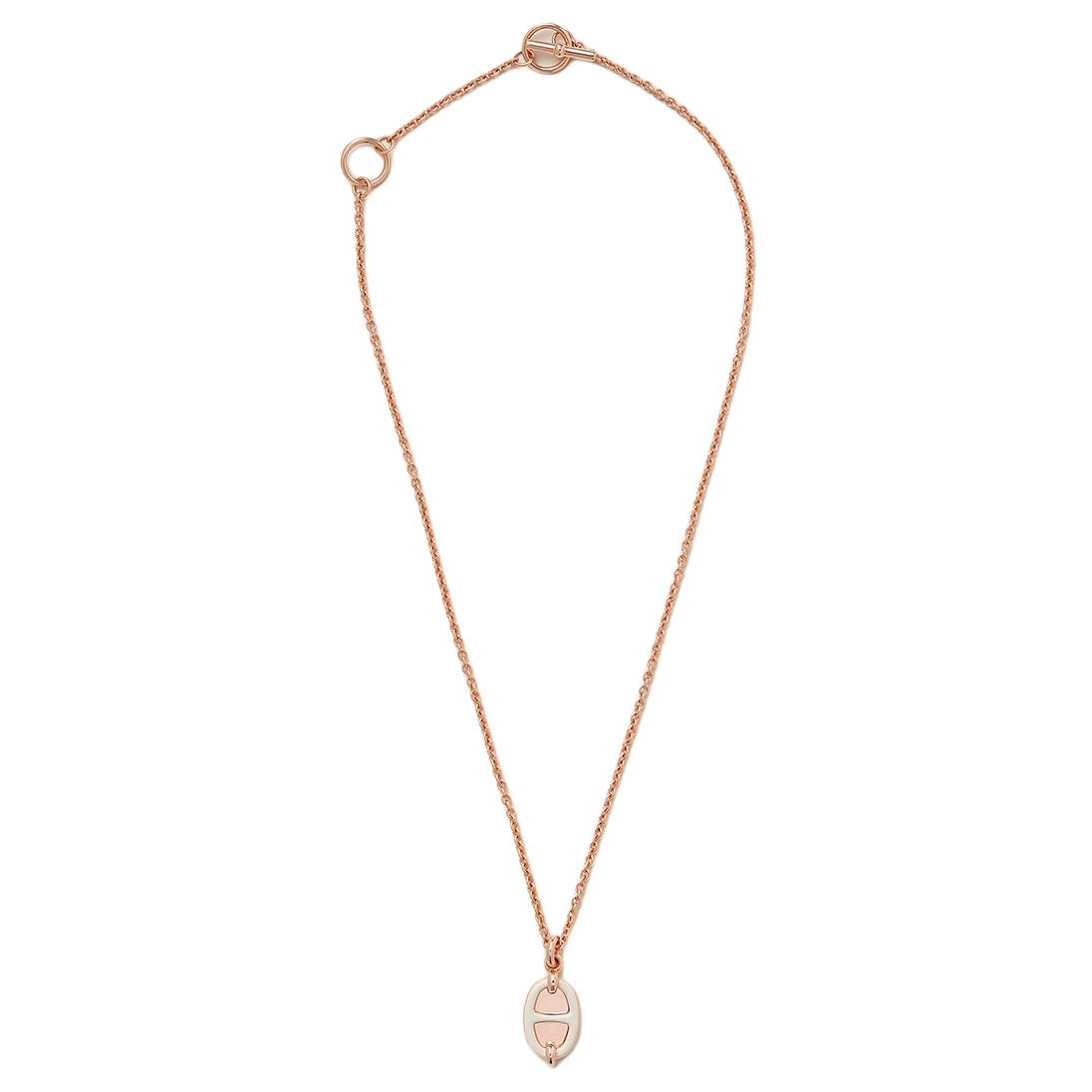 Order HERMES Mini Maillon Rose Gold Necklace Unisex Couple Design H100053FO