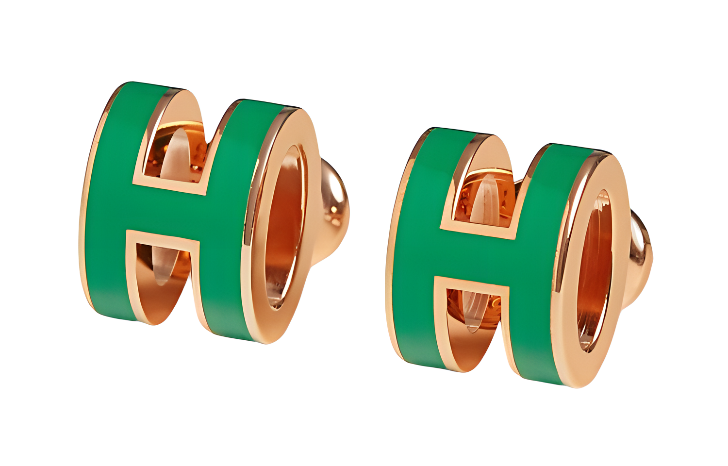 HERMES Mini Pop H Metal Rose Gold Earrings Unisex Couple Edition. H608002FO83