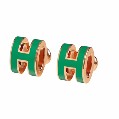 HERMES Mini Pop H Metal Rose Gold Earrings Unisex Couple Edition. H608002FO83