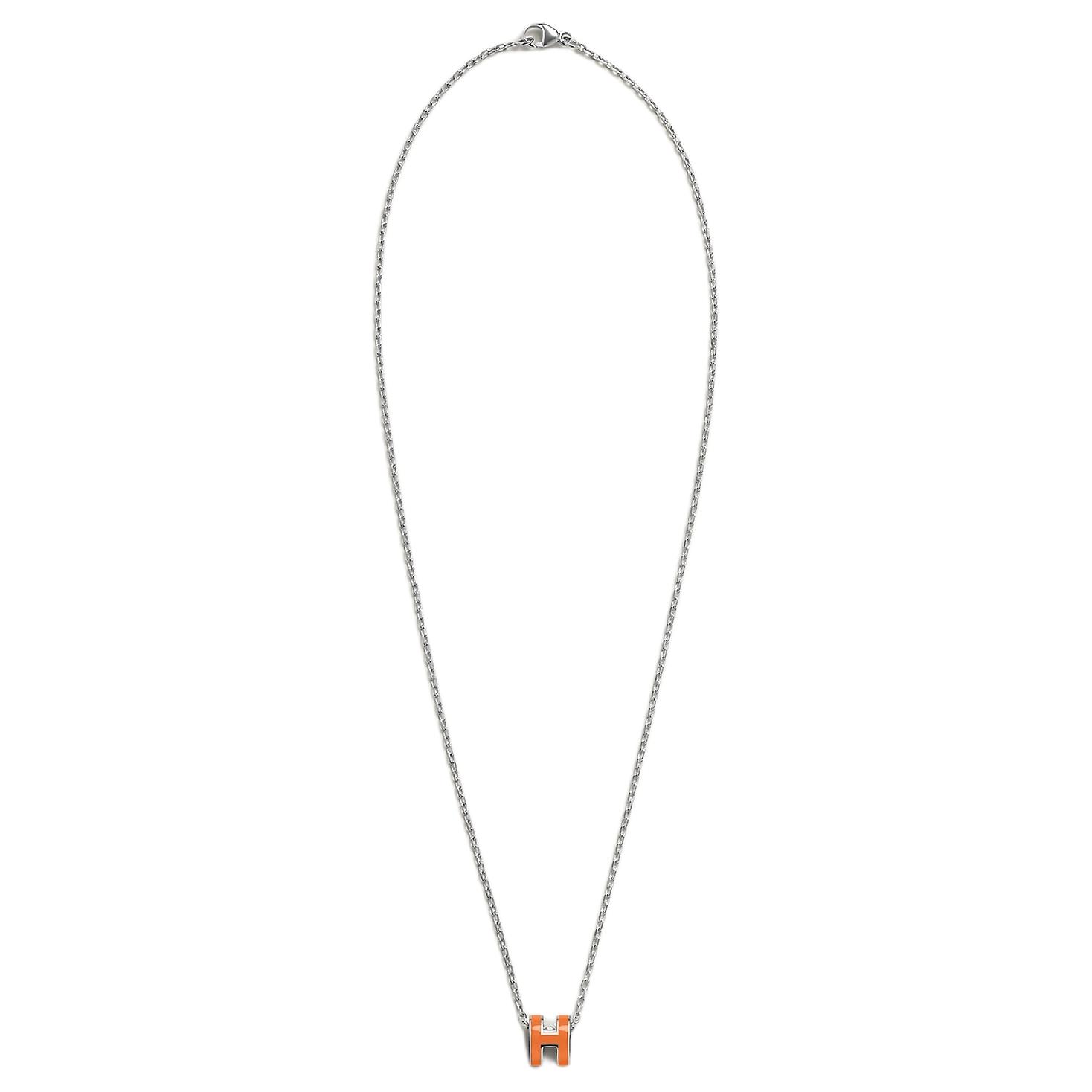 Lookbook 爱马仕Mini Pop H镀钯字母标志设计项链 男女通用多彩款 107428830