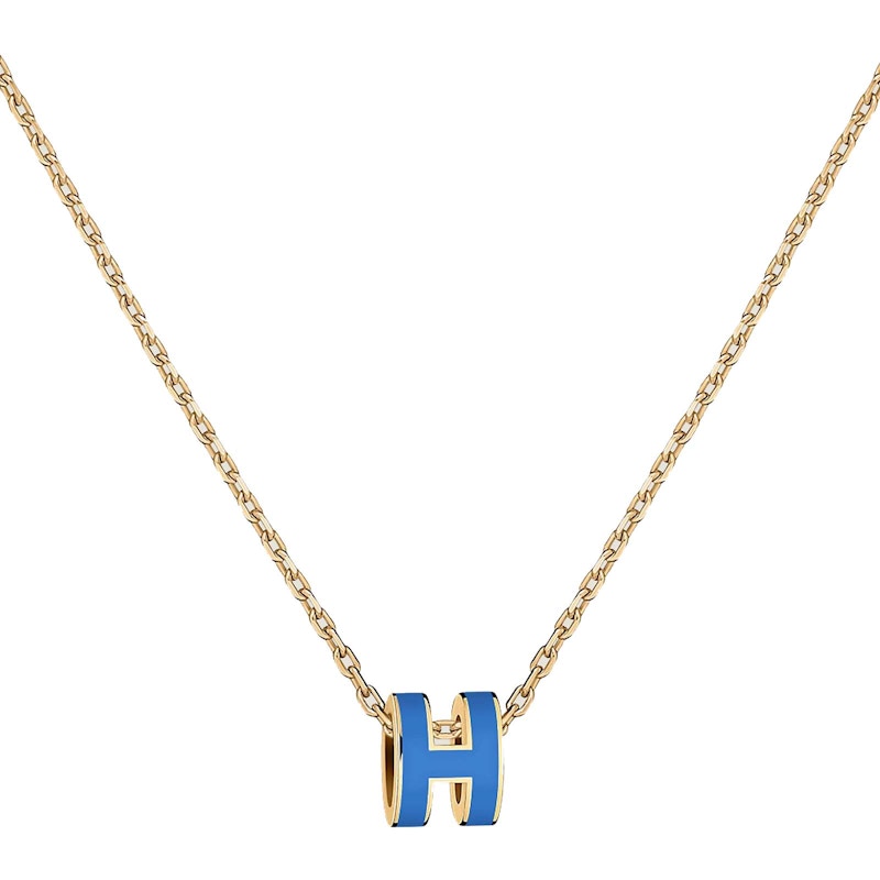 Hermes Mini Pop H Pendant Bleu Sature