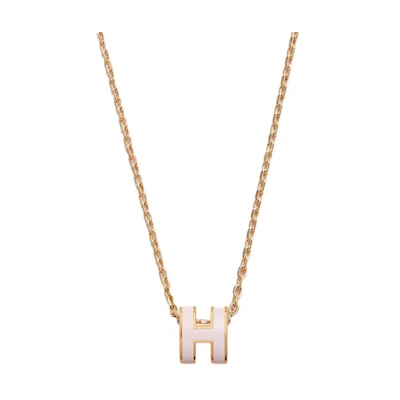 Hermes Mini Pop H Pendant Gold-tone Rose Dragee