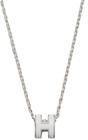 Hermes Mini Pop H Pendant Palladium-tone Blanc Hermes Mini Pop H Pendant Palladium-tone Blanc