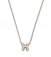 Hermes Mini Pop H Pendant Rose Gold-tone Blanc Hermes Mini Pop H Pendant Rose Gold-tone Blanc
