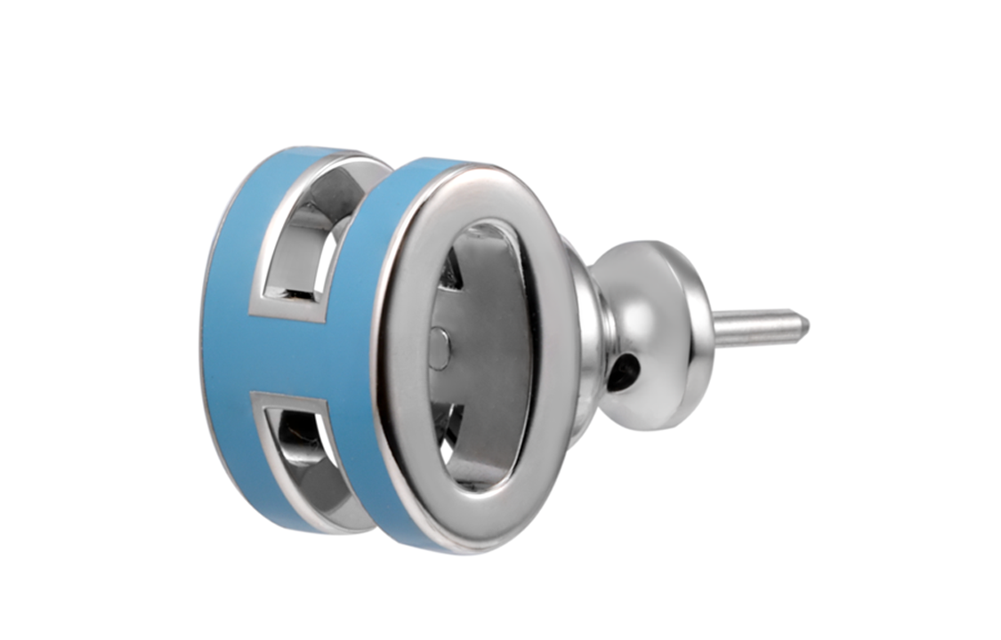 HERMES Mini Pop Palladium-Plated Silver Stud Earrings Unisex Couple Style. H608002FP79 圖 4