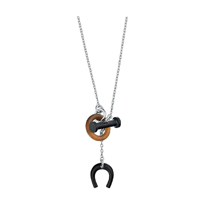 HERMES Mobile Equestre Vintage Minimalist Palladium Silver Necklace for Men H077269FP00