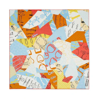 HERMES Multicolor Silk Scarf with Colorblock Design for All Users. H983966S09