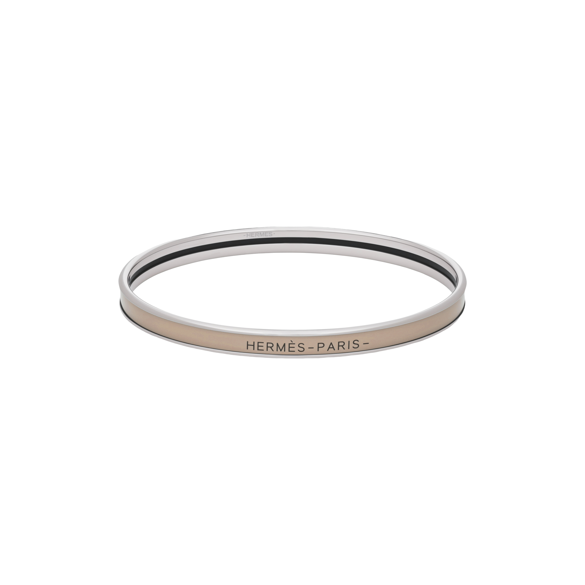 HERMES Narrow Enamel Bracelet Brown Unisex Couple Design with Letter Engraving. H240001FP19