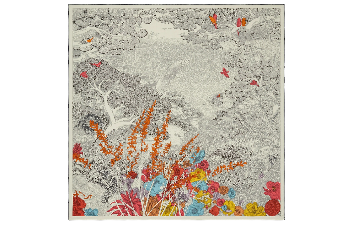 HERMES Nature-Inspired Fashion Shawl Unisex Couple Style Elegant Scarf H243854S 08