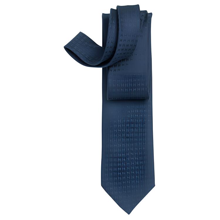 HERMES Navy Blue 'H Jacquard' Silk Tie H030189T-11