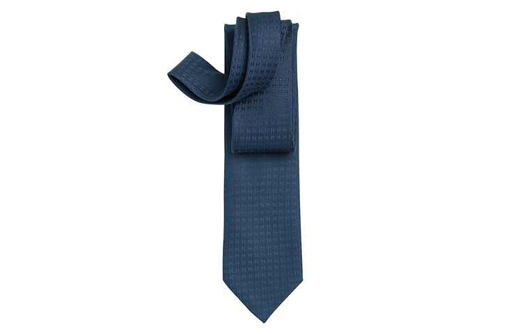 HERMES Navy Blue 'H Jacquard' Silk Tie H030189T-11 圖 2
