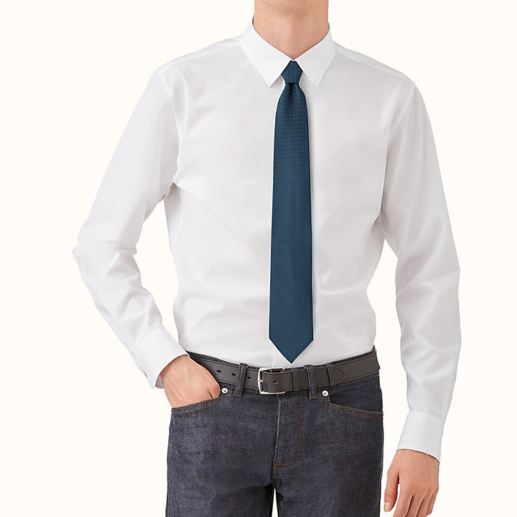 HERMES Navy Blue 'H Jacquard' Silk Tie H030189T-11 圖 3