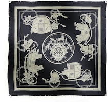 HERMES Navy Blue Silk Scarf with Graphic Print H271063T-69 HERMES Navy Blue Silk Scarf with Graphic Print H271063T-69