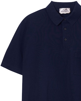 에르메스 네이비 블루 로고 자수 버튼 칼라 폴로 셔츠 H072325HA01 Cheap 에르메스 네이비 블루 로고 자수 버튼 칼라 폴로 셔츠 H072325HA01