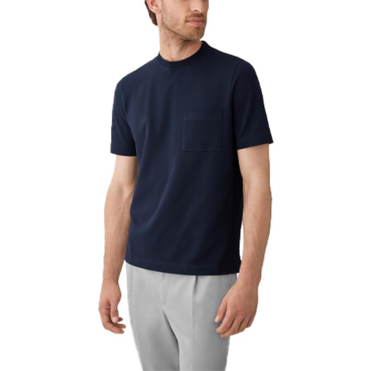 Purchase Camiseta HERMES Azul Marino Bolsillo Cuello Redondo Manga Corta. H072025HA01