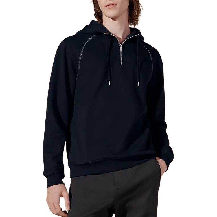 Hermes Navy Blue Zipper Casual Long Sleeve Sweatshirt H457840HA01