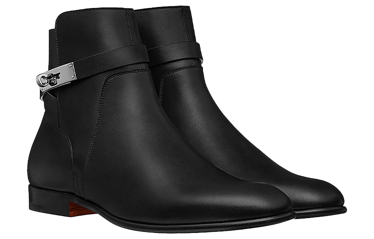 Shop HERMES Neo 'But Kasut Buku Lali Buckle Hitam' H201430Z-H0