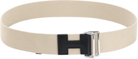 Lookbook HERMES Nomade Beige 4cm Leather Belt with Silver Buckle for Men. H081697CKAAM