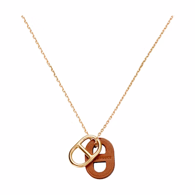 HERMES O'Maillon Gold Plated Calfskin Alloy Unisex Necklace Gold H079528CC37