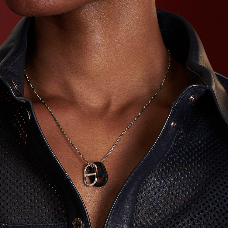 HERMES O'Maillon Gold Plated Calfskin Alloy Unisex Necklace Gold H079528CC37 圖 5