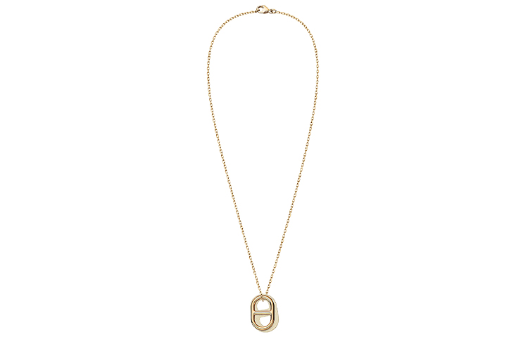 HERMES O'Maillon Openwork Gold-Plated Unisex Necklace Grey and White H079528CCI2 圖 3