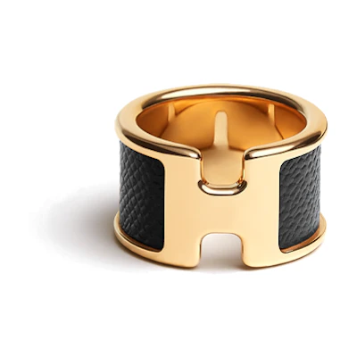 HERMES Olympe Black Metal Ring Unisex Modern Luxury Couple Style H500059FC89M