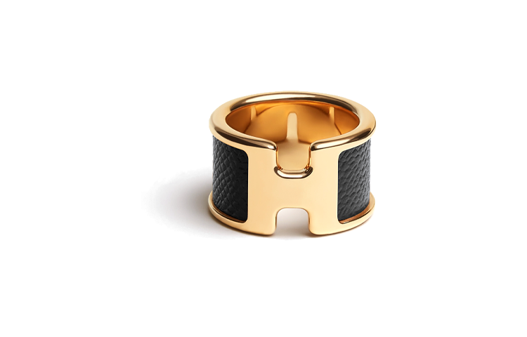 Order HERMES Olympe Black Metal Ring Unisex Modern Luxury Couple Style H500059FC89M