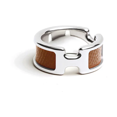 HERMES Olympe Ring Metal Unisex Couple's Ring in Gold Brown. H500058FK37S
