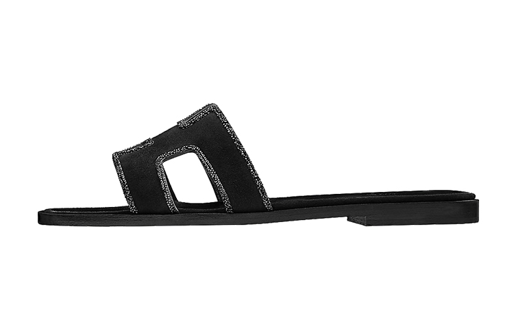 HERMES Oran 'Crystal Black Suede and Goatskin' H201000Z-02