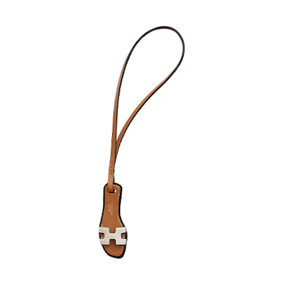 HERMES Oran Cream White Calfskin Keychain Unisex Couple Style Accessory. H080148CAAK