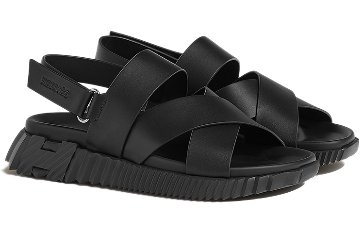 HERMES Oran Sandal 'Black Electric Calfskin' 圖 3