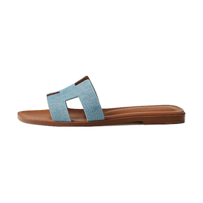 HERMES Oran Sandal 'Denim Blue & Brown'