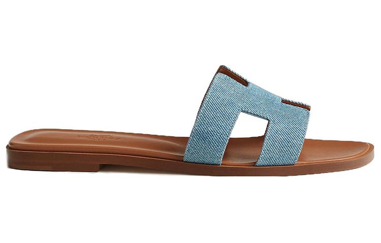 HERMES Oran Sandal 'Denim Blue & Brown' 圖 2