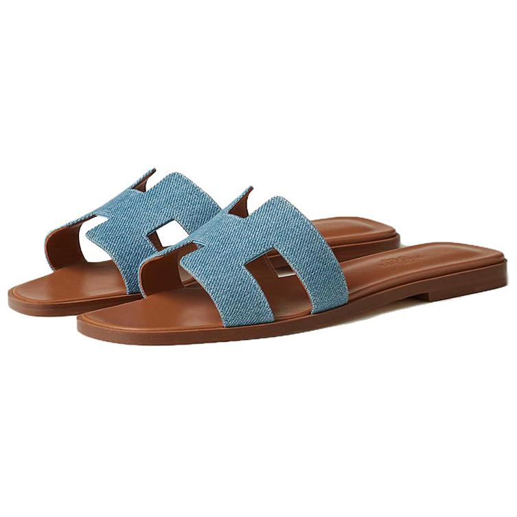 HERMES Oran Sandal 'Denim Blue & Brown' 圖 3
