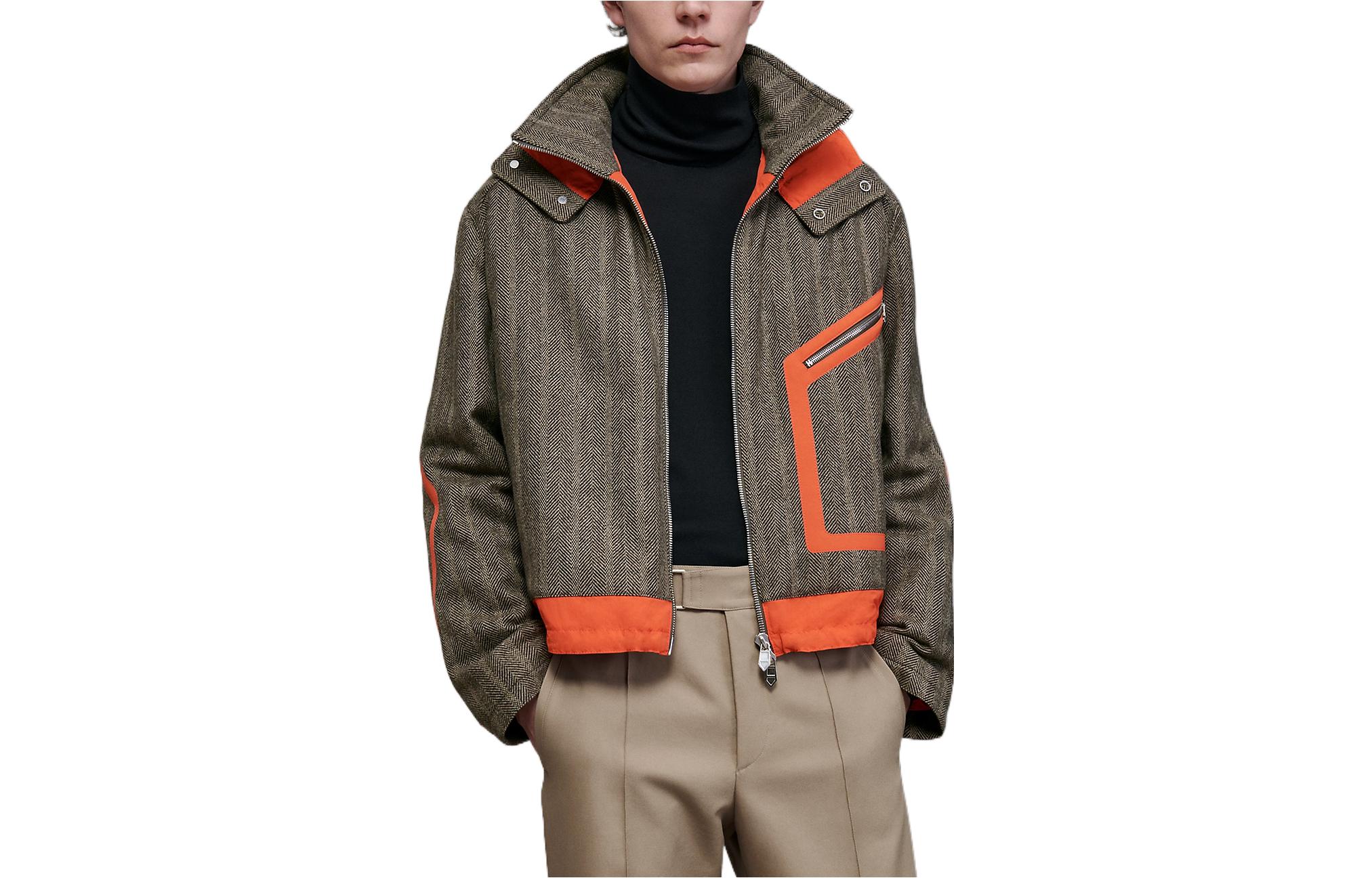 Hermes Orange Hooded Jacket with Detachable Design and Dual Zippers H262120HC3X