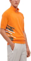 HERMES Orange Striped Print Half-Turtleneck Short-Sleeve Polo Shirt H157130HA30 HERMES Orange Striped Print Half-Turtleneck Short-Sleeve Polo Shirt H157130HA30