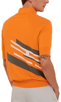 愛馬仕橙色條紋半高領短袖襯衫โปโร H157130HA30 Lookbook 愛馬仕橙色條紋半高領短袖襯衫โปโร H157130HA30