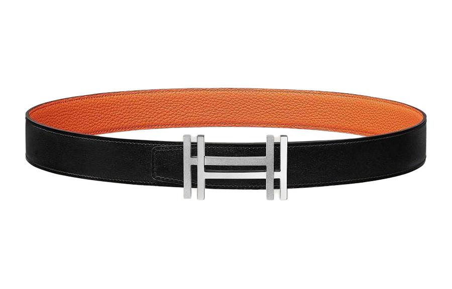 HERMES Ostrich Leather Belt for Men - Black 3.2cm H066050CK05H073967CAAE080