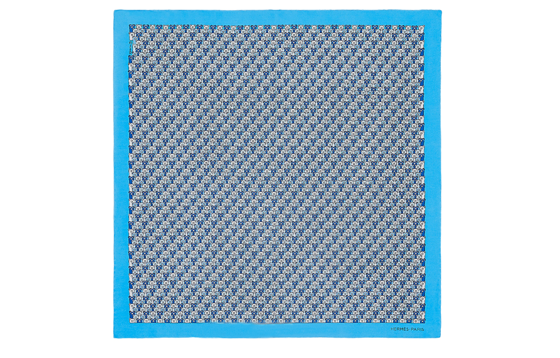HERMES Ours au Cinema Wave Pattern Printed Silk Scarf Blue  Accessory H806170Tv03 圖 2