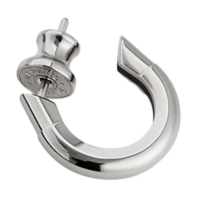 HERMES Palladium-Plated Horseshoe Earrings Silver For Men. H077356FP03