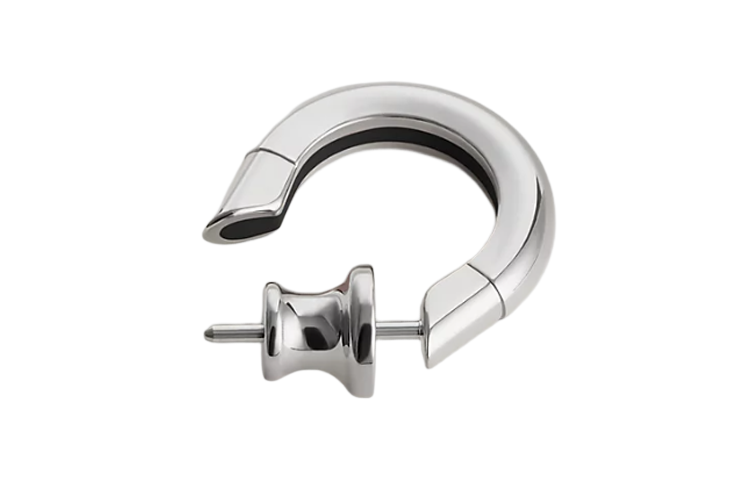 HERMES Palladium-Plated Horseshoe Earrings Silver For Men. H077356FP03 圖 3