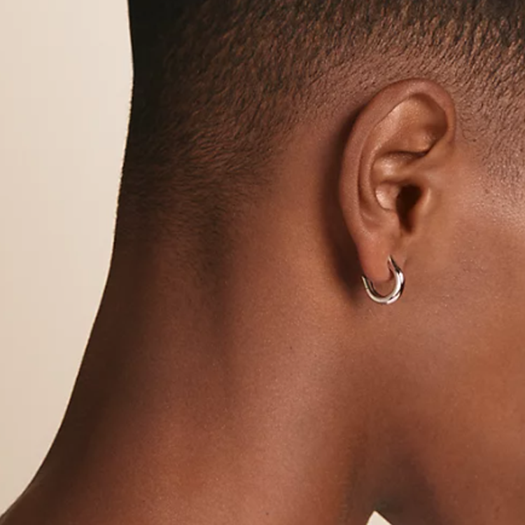 HERMES Palladium-Plated Horseshoe Earrings Silver For Men. H077356FP03 圖 4