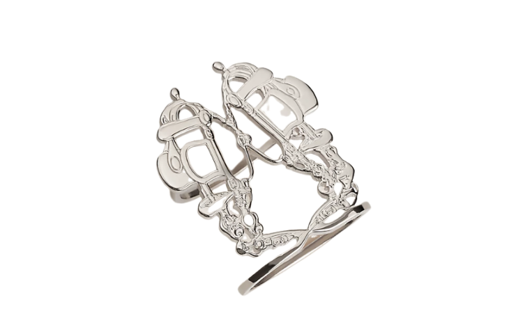 HERMES Palladium-Plated Patterned Brass Unisex Couple Accessories - Silver. H603583S00