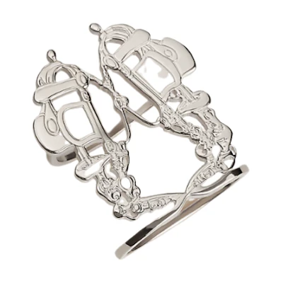 HERMES Palladium-Plated Patterned Brass Unisex Couple Accessories - Silver. H603583S00