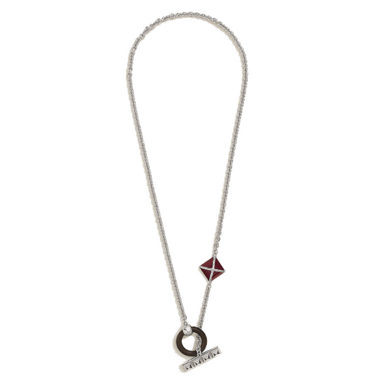 HERMES Palladium-Plated Red Pendant Necklace for Men. 105113315 圖 2