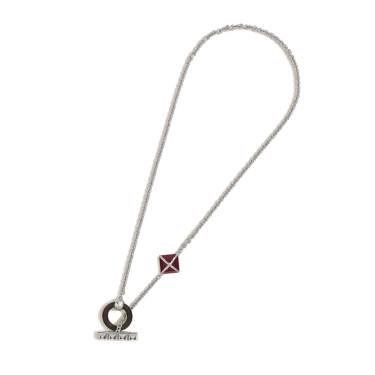 HERMES Palladium-Plated Red Pendant Necklace for Men. 105113315 圖 3